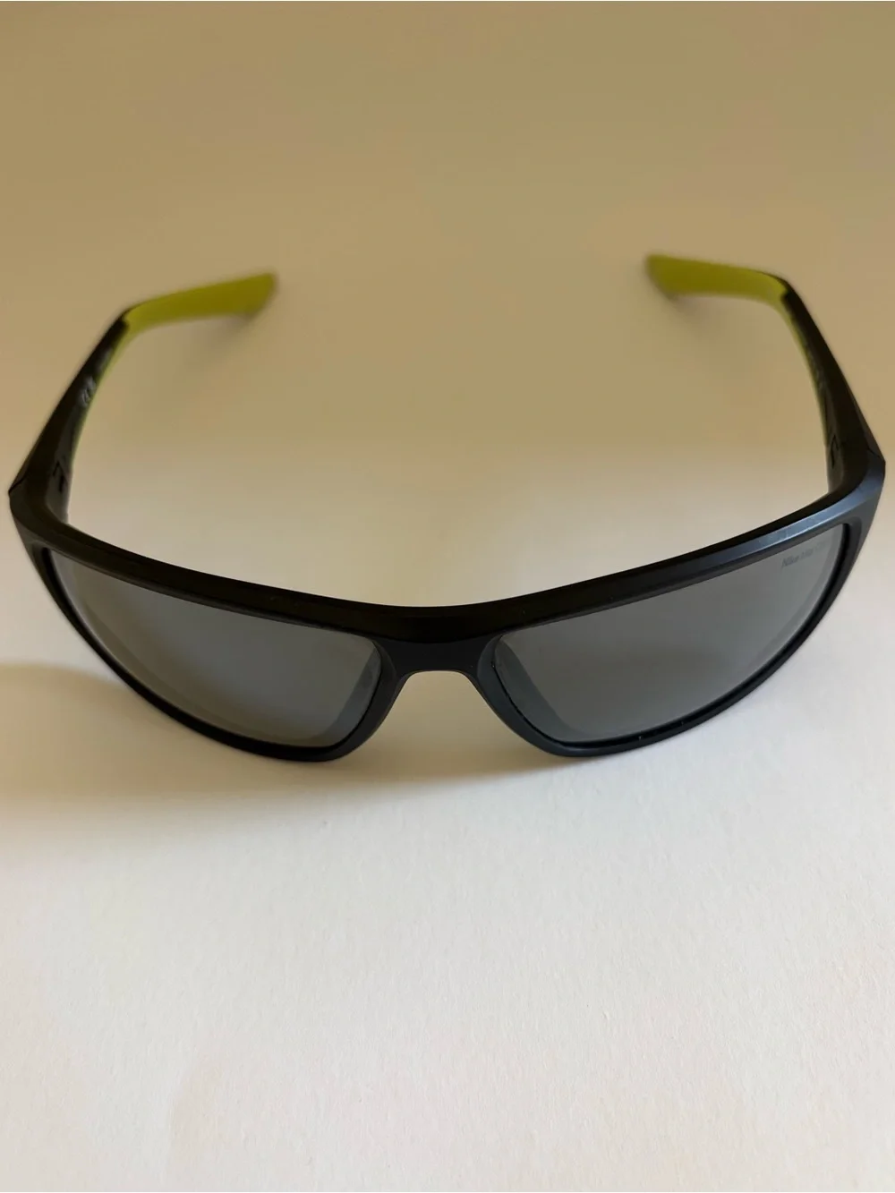 Nike Adrenaline 22 DV2372 011. Men's Black Sunglasses with Lime Green Temples.